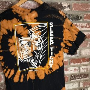 Rest Easy Sleep Tight Grim Reaper with Hour Glass Bleach Spiral Tiedye Men’s Tee